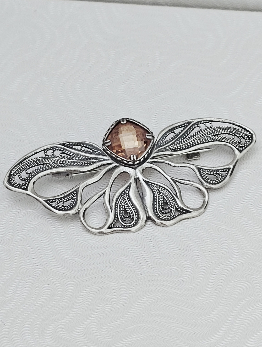 Silpada Very Rare Sterling Silver Champagne CZ Parisian Butterfly Pin I1224